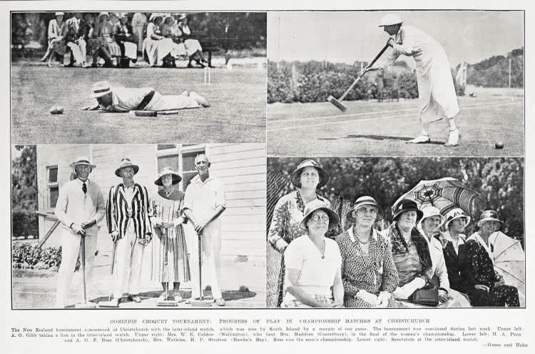 Dominion Croquet Tournament: progress of play in championship matches at Christchurch, 1934