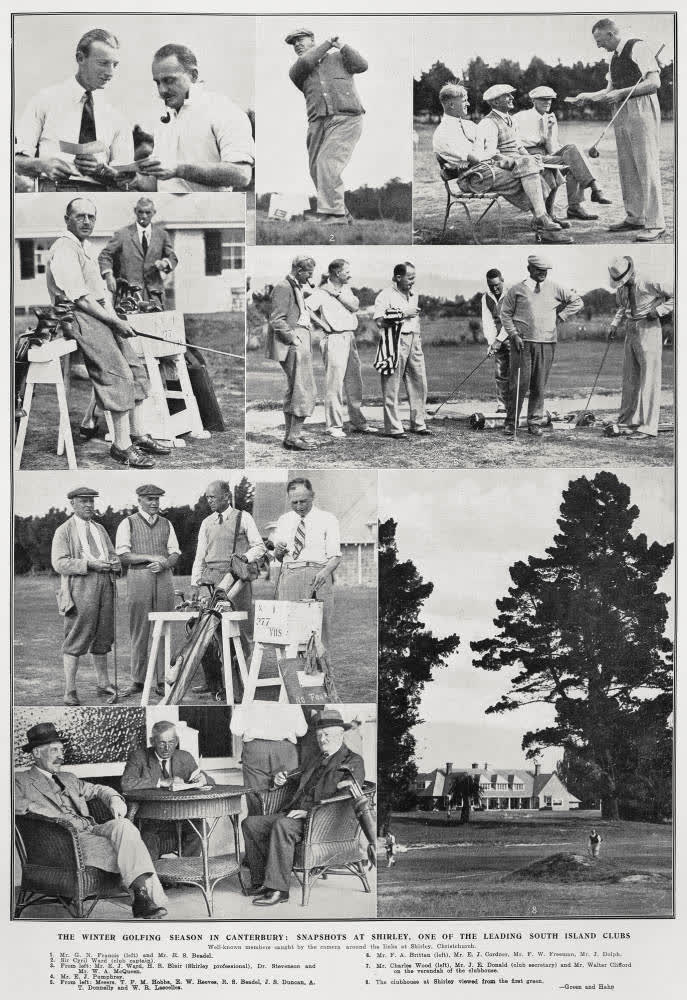 The winter golfing season in Canterbury: snapshots at Shirely, one of the leading South Island clubs, 1934
