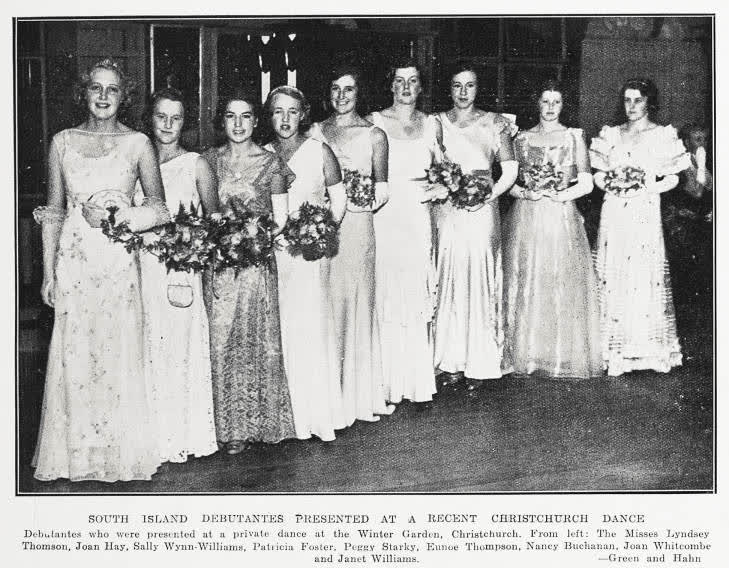 South island debutantes presented at a recent Christchurch dance, 1934