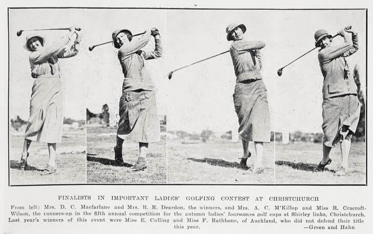 Finalists in an important Ladies' Golfing Contest at Christchurch, 1934