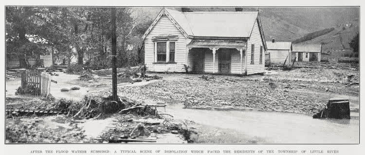 After the flood waters subsided: a typical scene of desolation which faced the residents of the township of Little River, 1934