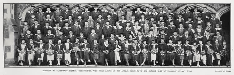 Students of Canterbury College, Christchurch, who were capped at the annual ceremony in the College Hall on Thursday of last week, 1934
