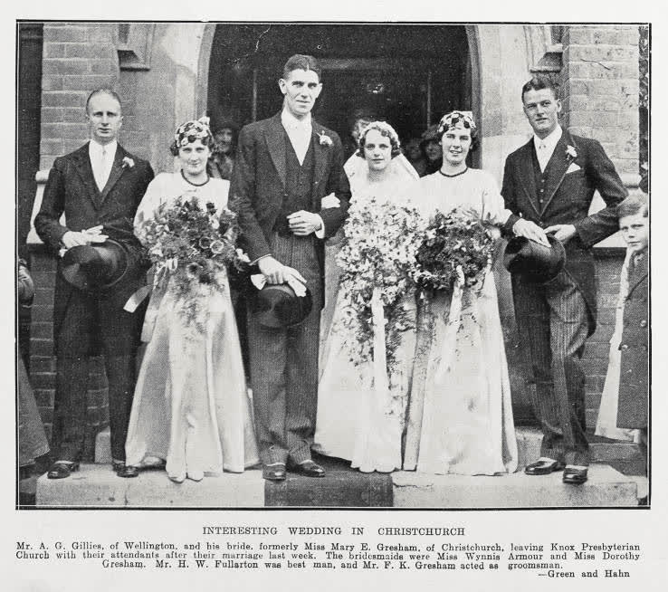 Interesting wedding in Christchurch, 1934