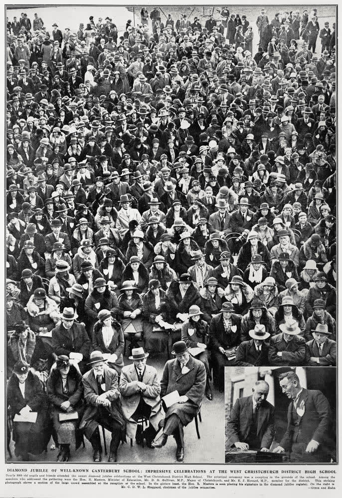 Diamond jubilee of well-known Canterbury school: impressive celebrations at the West Christchurch District High School, 1934