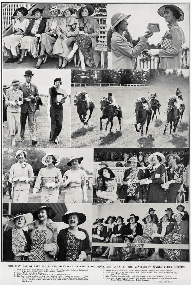 Brilliant Racing Carnival in Christchurch: Snapshots On Track And Lawn at the Canterbury Jockey Club's Meeting, 1934