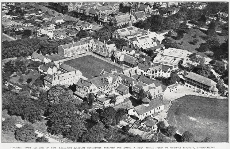 Looking Down On One of New Zealand's Leading Secondary Schools For Boys: A New Aerial View of Christ's College, Christchurch, 1934