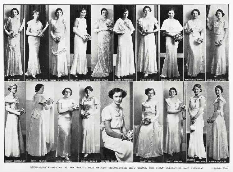 Debutantes presented at the annual ball of the Christchurch High School Old Girls' Association last Thursday, 1935