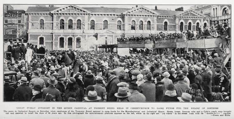 Great public interest in the Queen Carnival at present being held in Christchurch to raise funds for the relief of distress, 1935