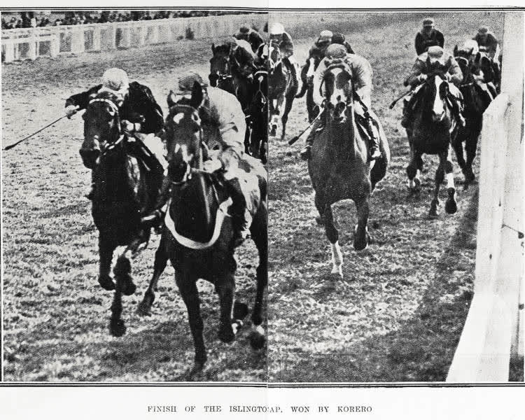Finish of the Islington Handicap, won by Korero, 1935