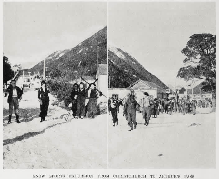 Snow sports excursion from Christchurch to Arthur's Pass, 1936