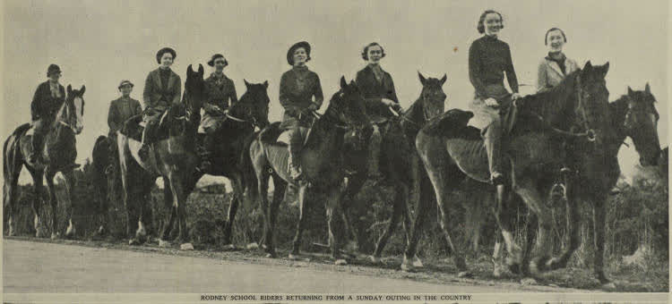 Rodney school riders returning from a Sunday outing in the country, 1937