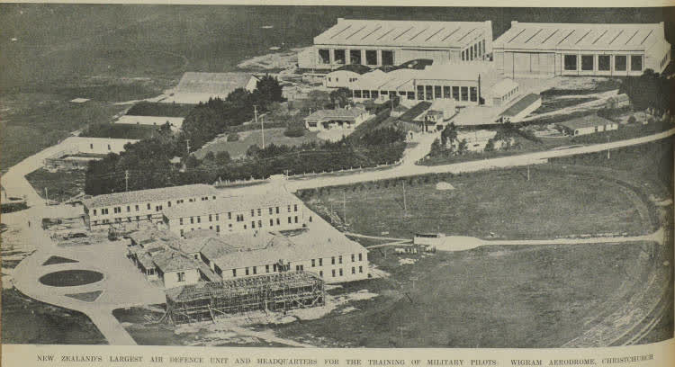 New Zealand's largest air defence unit and headquarters for the training of military pilots: Wigram Aerodrome, Christchurch, 1937