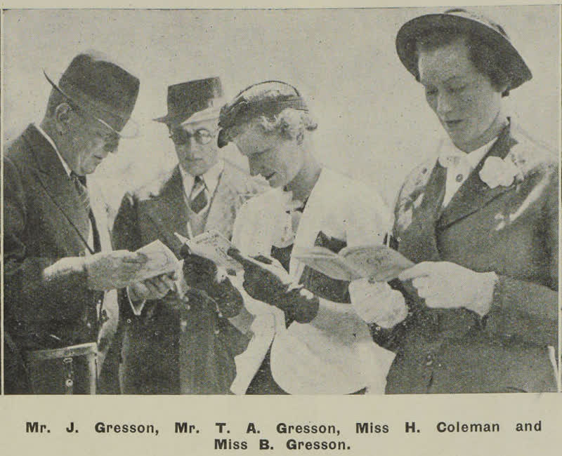 Mr. J. Gresson, Mr. T. A. Gresson, Miss H. Coleman and Miss B. Gresson, 1937