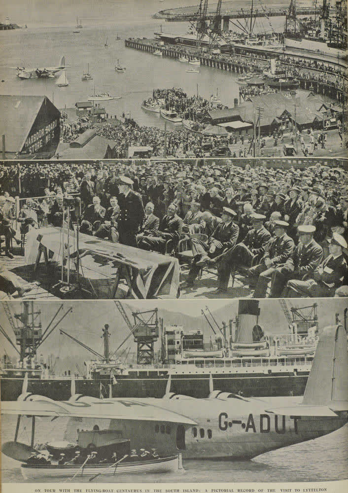 The flying-boat Centaurus arrival at Lyttelton, 1938