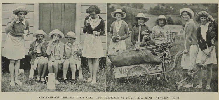 Girls at the Sunlight League's camp at Pigeon Bay, near Lyttelton Heads, 1938