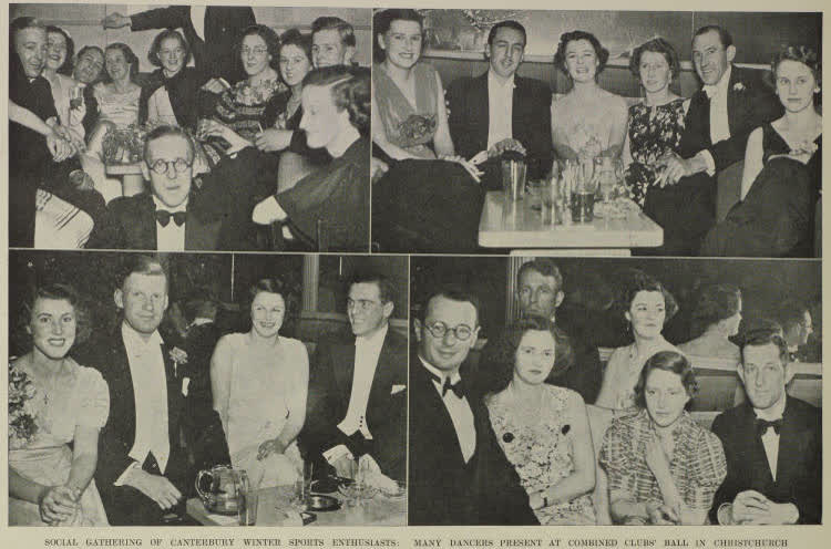 Social gathering of Canterbury winter sports enthusiasts: many dancers present at combined clubs' ball in Christchurch, 1938