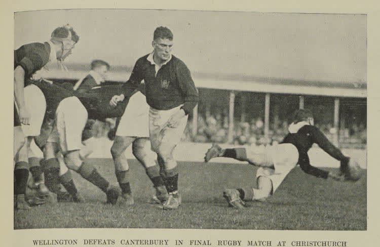 Wellington defeats Canterbury in final rugby match at Christchurch, 1938