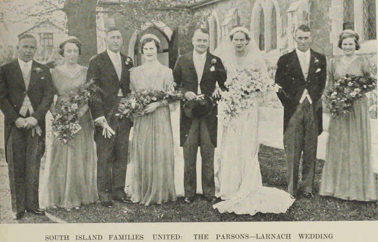 South Island families united: the Parsons–Larnach wedding, 1938