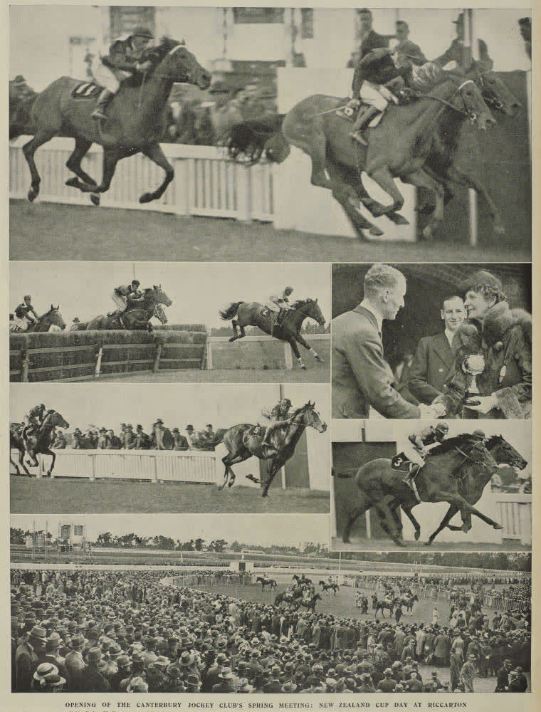 Opening of the Canterbury Jockey Club's spring meeting: New Zealand cup day at Riccarton, 1938