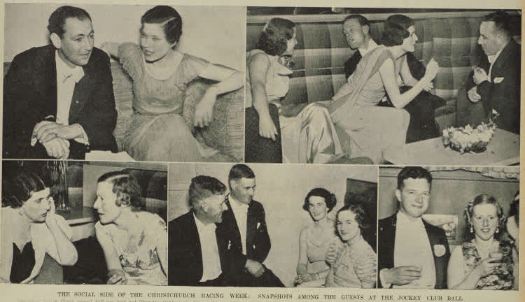 Snapshots among the guests at the Jockey Club ball, 1938