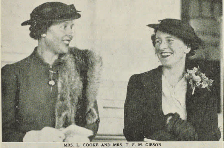 Mrs. L. Cooke and Mrs. T. F. M. Gibson at Riccarton, 1938