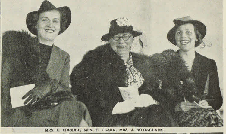 Mrs. E. Edridge, Mrs. F. Clark, Mrs. J. Boyd-Clark at Riccarton, 1938