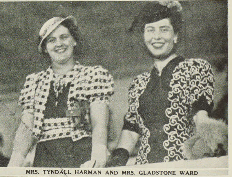 Mrs. Tyndall Harman and Mrs. Gladstone Ward at Riccarton, 1938