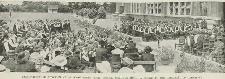 End-of-the-year function at Avonside Girls' High School, Christchurch, 1938
