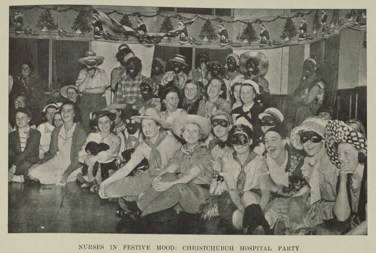 Nurse's fancy dress Christmas party at Christchurch Hospital, 1938