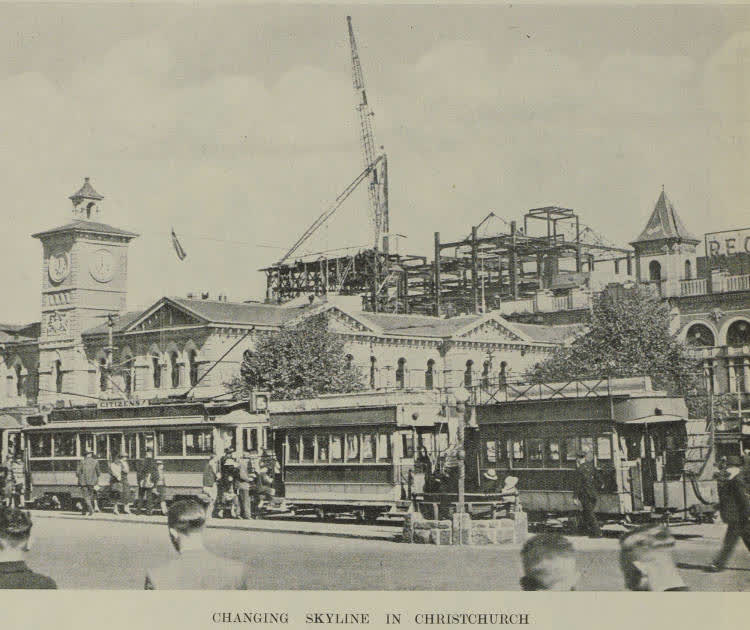 Changing skyline in Christchurch, 1939