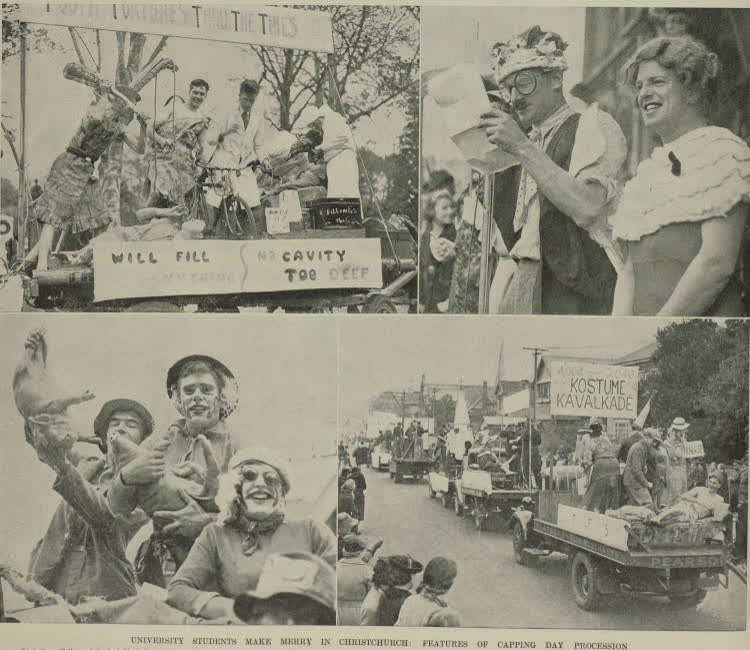 University students make merry in Christchurch: features of Capping Day procession, 1940