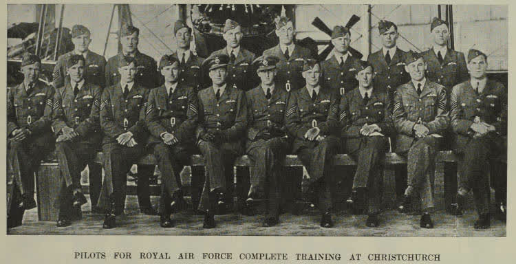 Pilots for Royal Air Force complete training at Christchurch, 1940