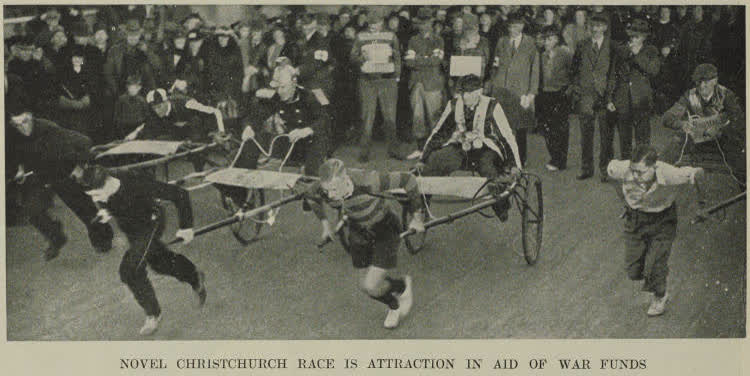 Novel Christchurch race is attraction in aid of war funds, 1940