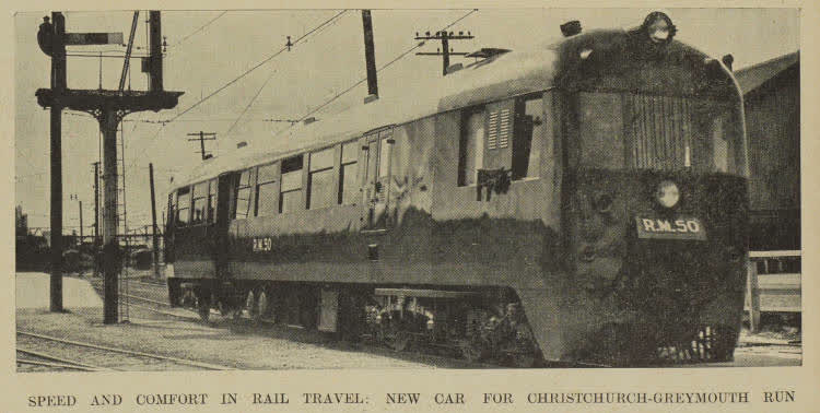 Speed and comfort in rail travel: new car for Christchurch-Greymouth run, 1940