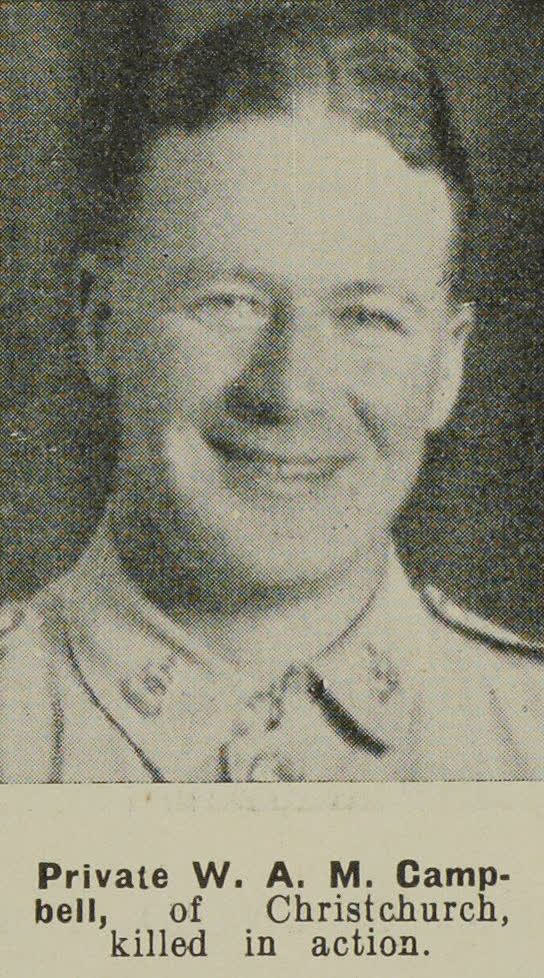 Private W. A. M. Campbell, of Christchurch, killed in action, 1941
