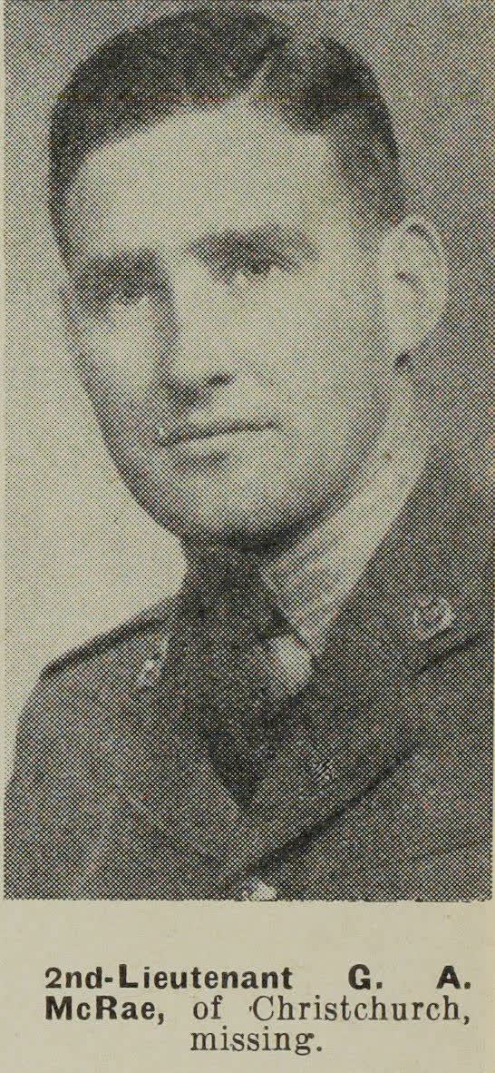 2nd-Lieutenant G. A. McRae, of Christchurch, missing, 1941