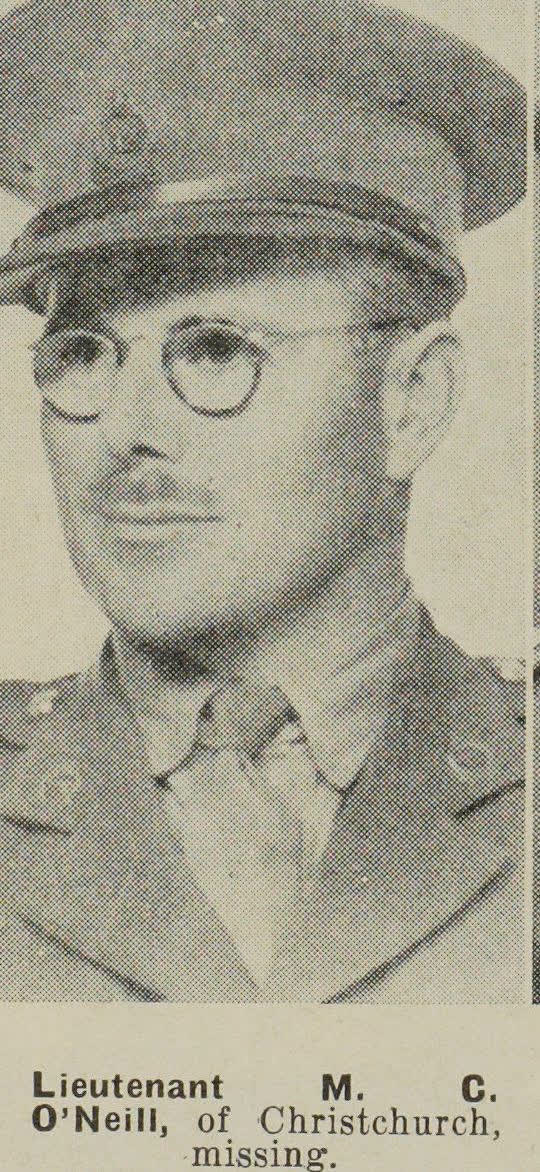 Lieutenant M. C. O'Neill, of Christchurch, missing, 1941