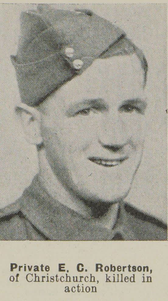 Private E. C. Robertson, of Christchurch, killed in action, 1941