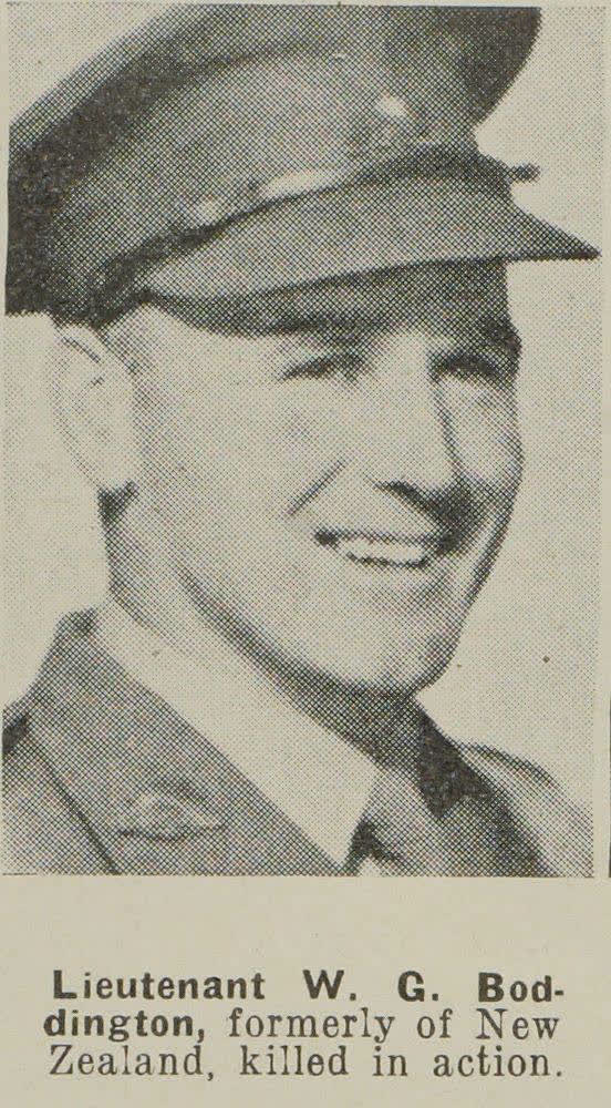 Lieutenant W. G. Boddington, formerly of New Zealand, killed in action, 1942