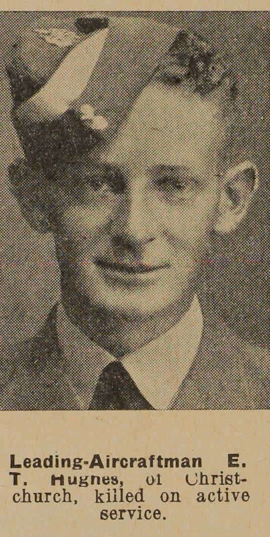 Leading-Aircraftman E. T. Hughes, of Christchurch, killed on active service, 1942