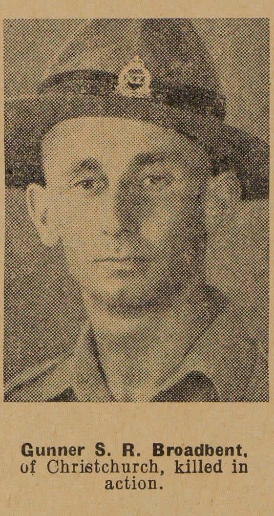 Gunner S. R. Broadbent, of Christchurch, killed in action, 1942