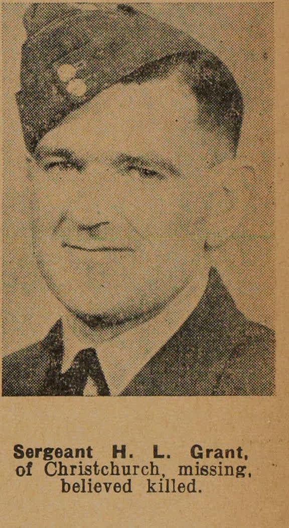 Sergeant H. L. Grant, of Christchurch, missing, believed killed, 1942