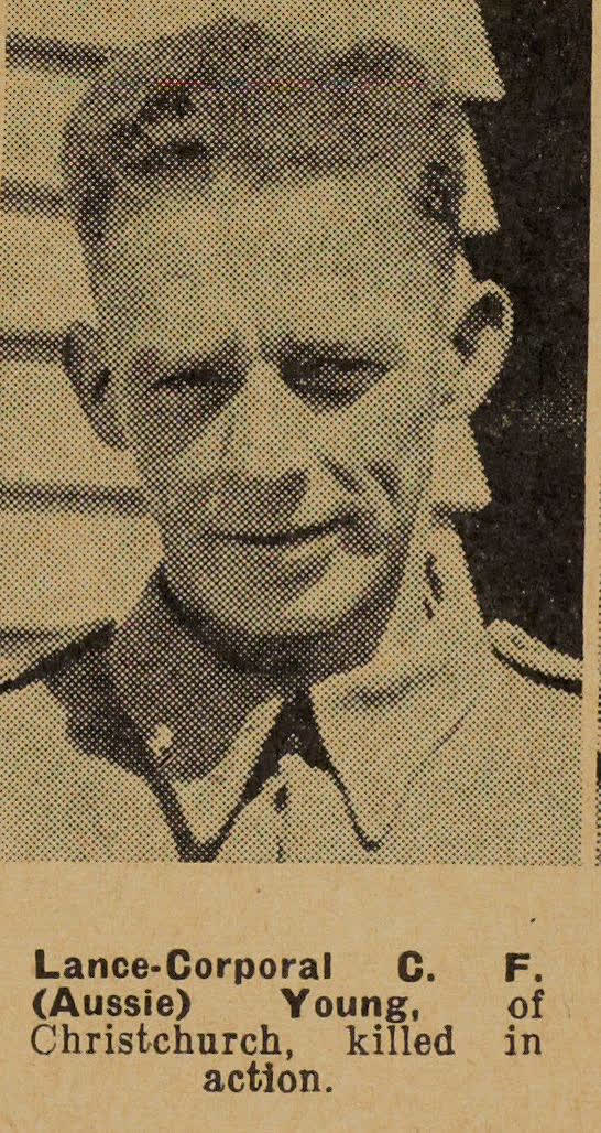 Lance-Corporal C. F. (Aussie) Young, of Christchurch, killed in action, 1942
