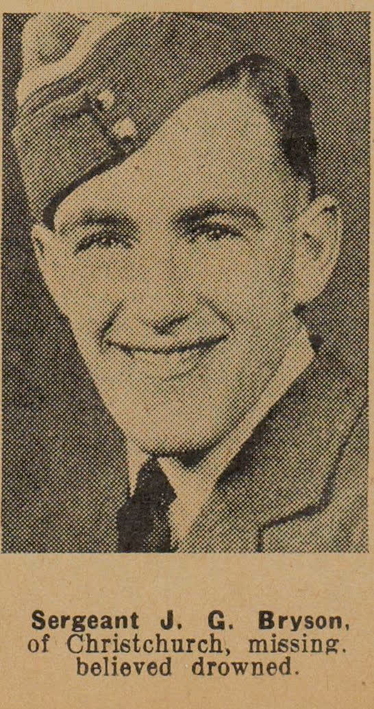 Sergeant J. G. Bryson, of Christchurch, missing, believed drowned, 1942