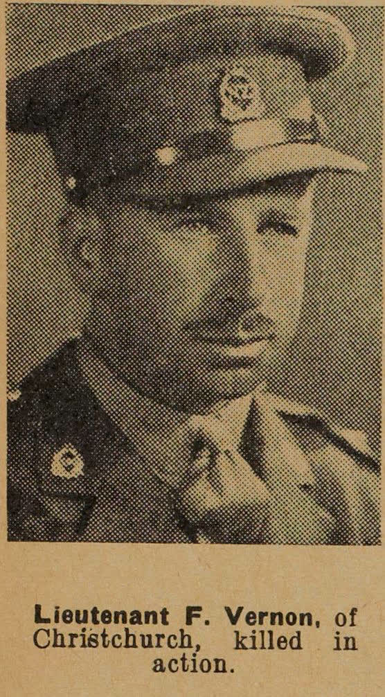 Lieutenant F. Vernon, of Christchurch, killed in action, 1942