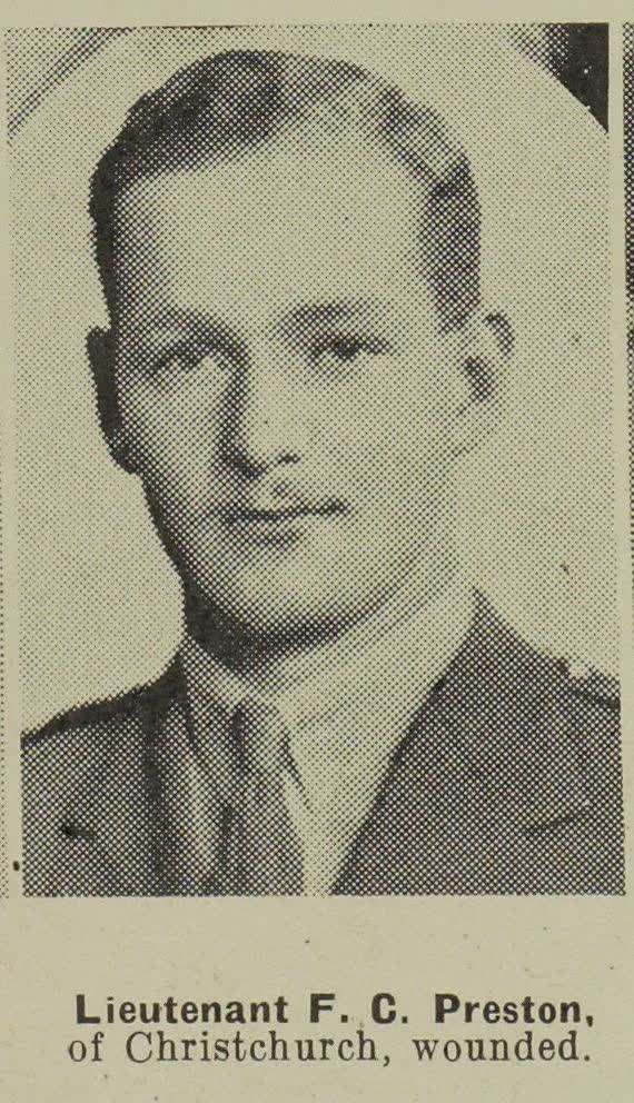 Lieutenant F. C. Preston, of Christchurch, wounded, 1943