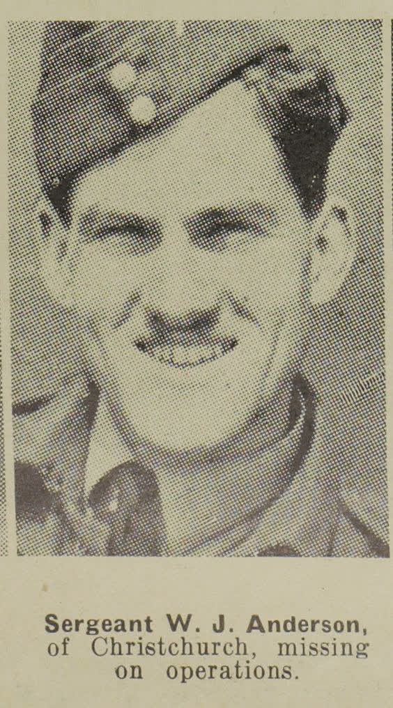 Sergeant W. J. Anderson, of Christchurch, missing on operations, 1943