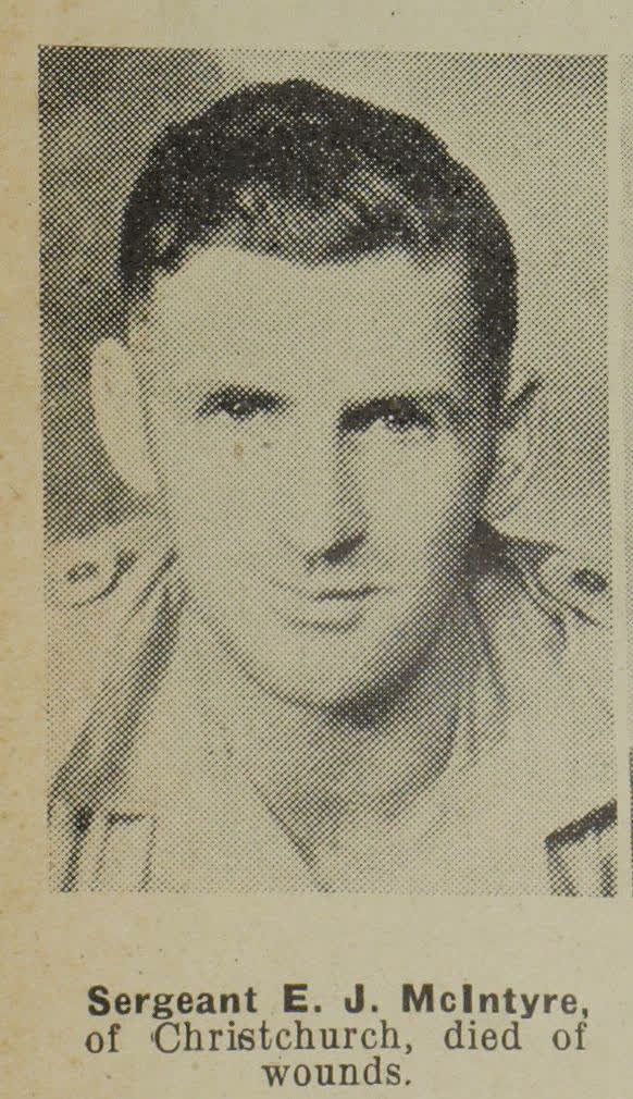 Sergeant E. J. McIntyre, of Christchurch, died of wounds, 1943