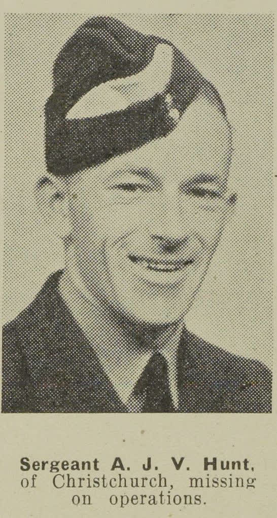 Sergeant A. J. V. Hunt, of Christchurch, missing on operations, 1943