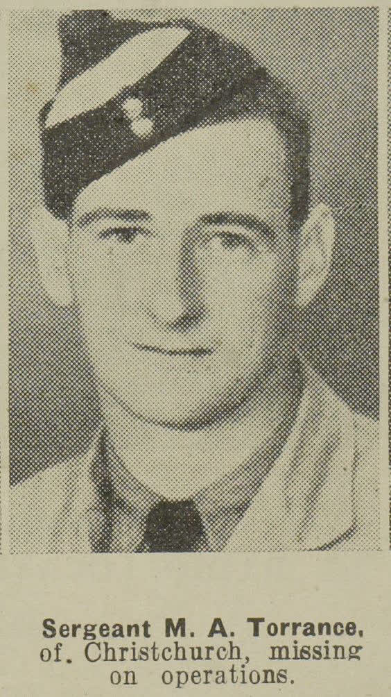 Sergeant M. A. Torrance, of Christchurch, missing on operations, 1943